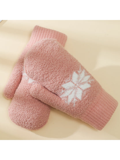 Gloving - Snowflake Fluffy Knit Women's Mittens