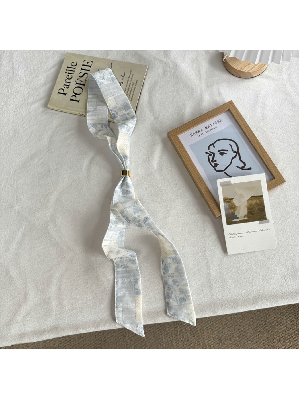 Scarvii - Floral Print Long Narrow Neck Scarf