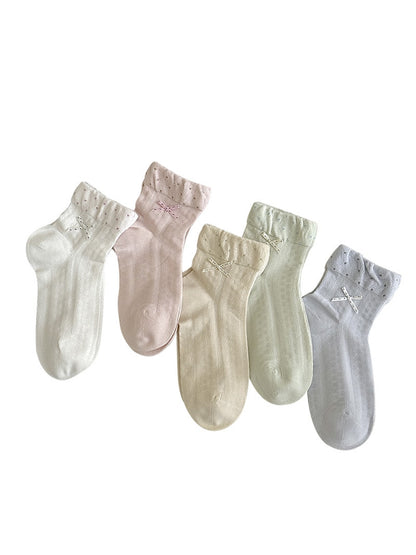 Rufia - Polka Dot Bow Casual Ankle Socks