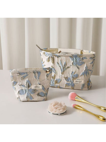 Cosbai - Floral Zipper Makeup Storage Women's Bag