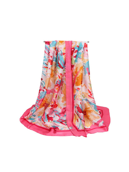 Scarvii - Retro Border Floral Print Scarf