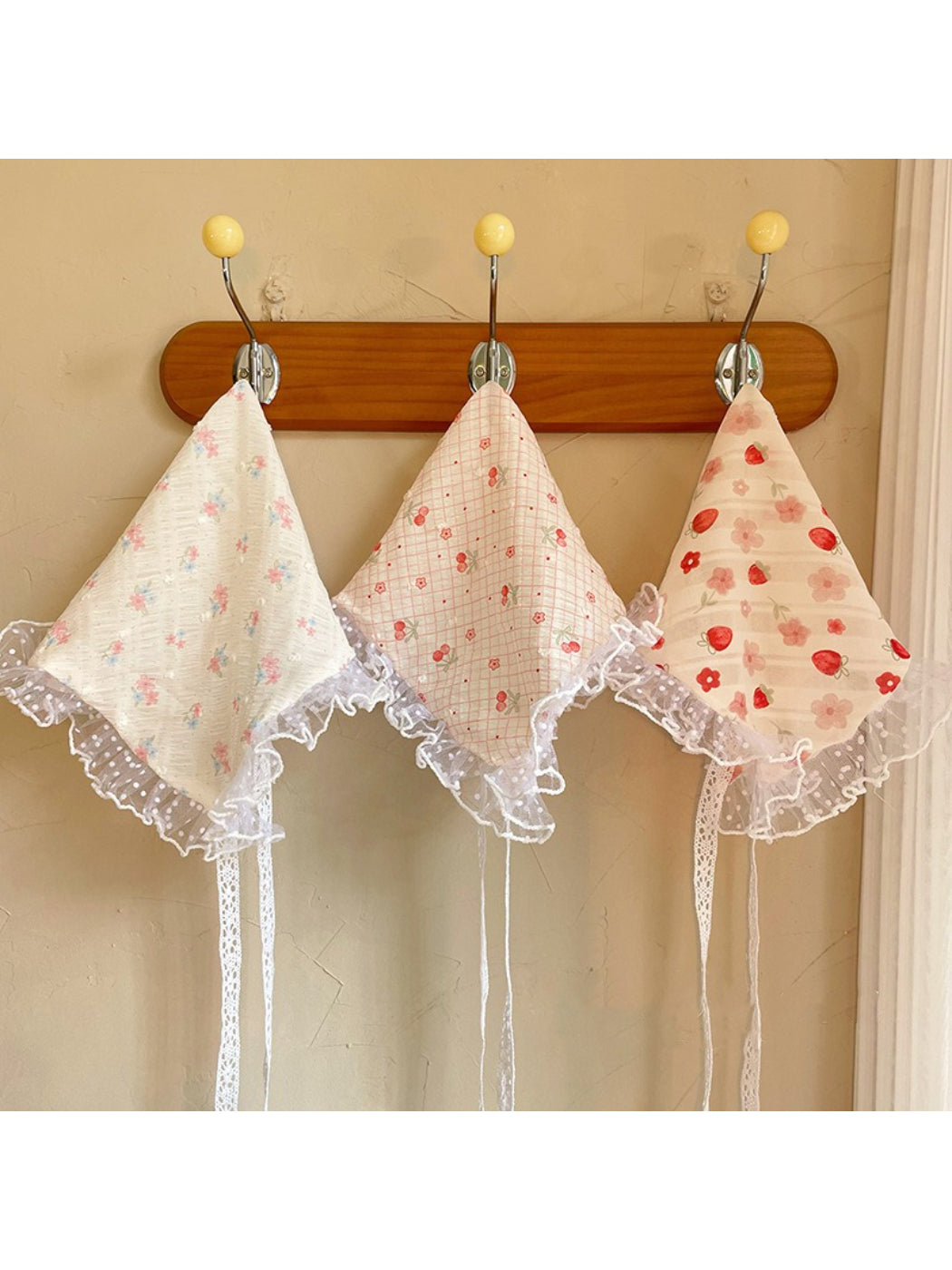 Scarvii Floral Strawberry Lace Trim Hair Scarf