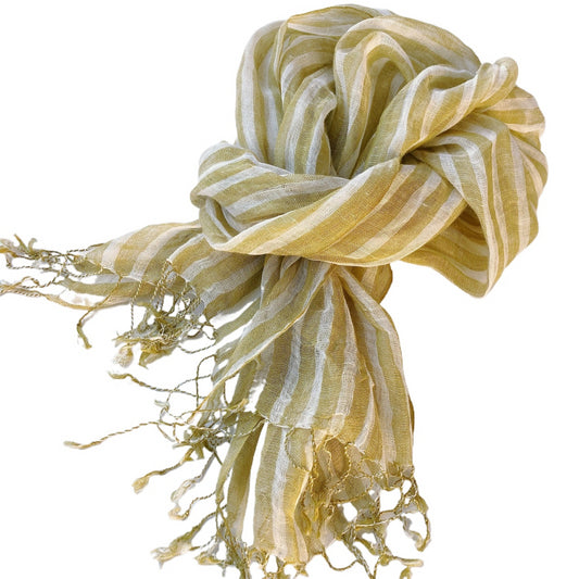 Scarvii - Yellow-And-White Striped Scarf – For Summer & Stylish