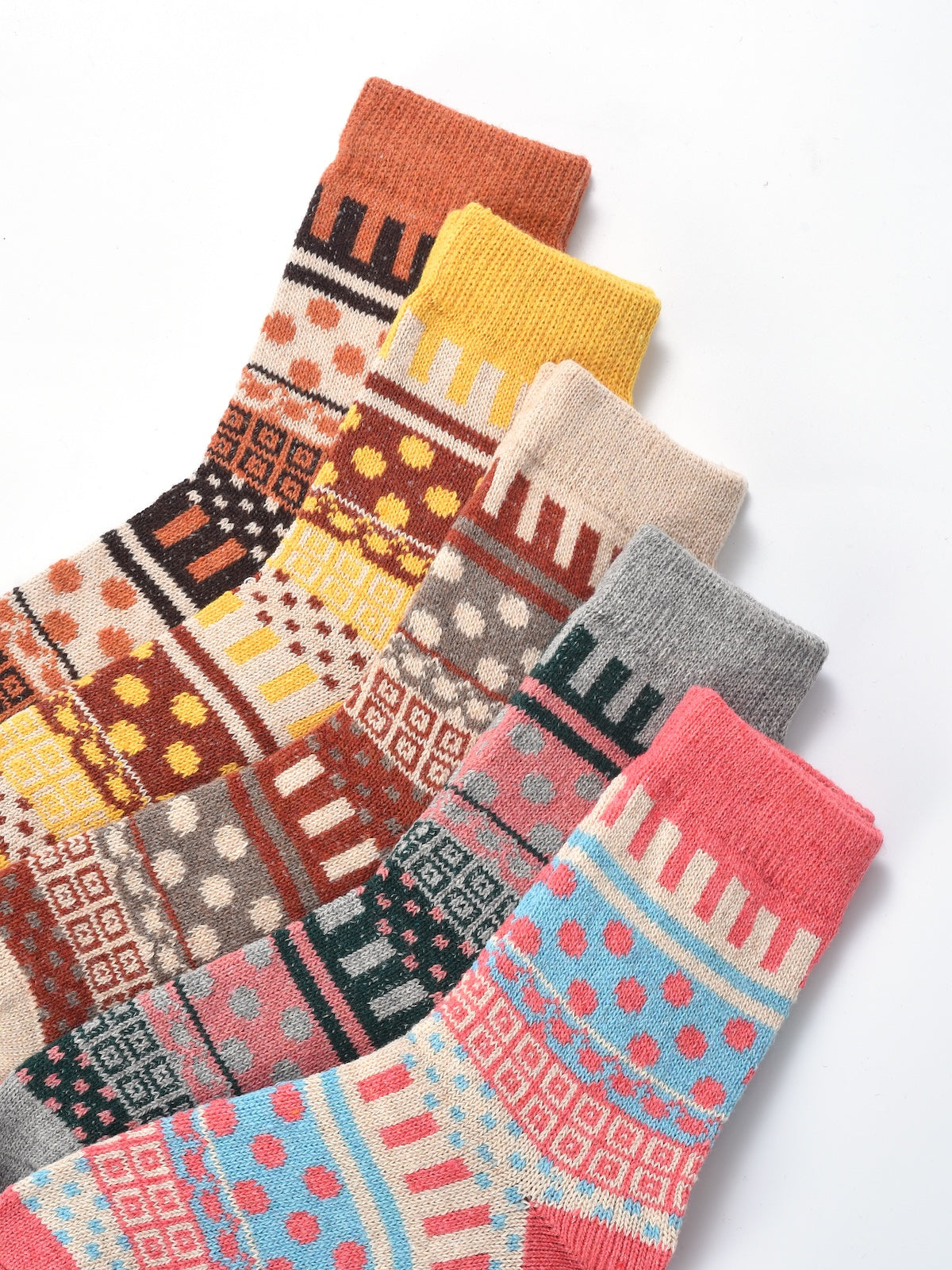 Rufia - 5 Pairs Bohemian Wool-Blend Socks Set