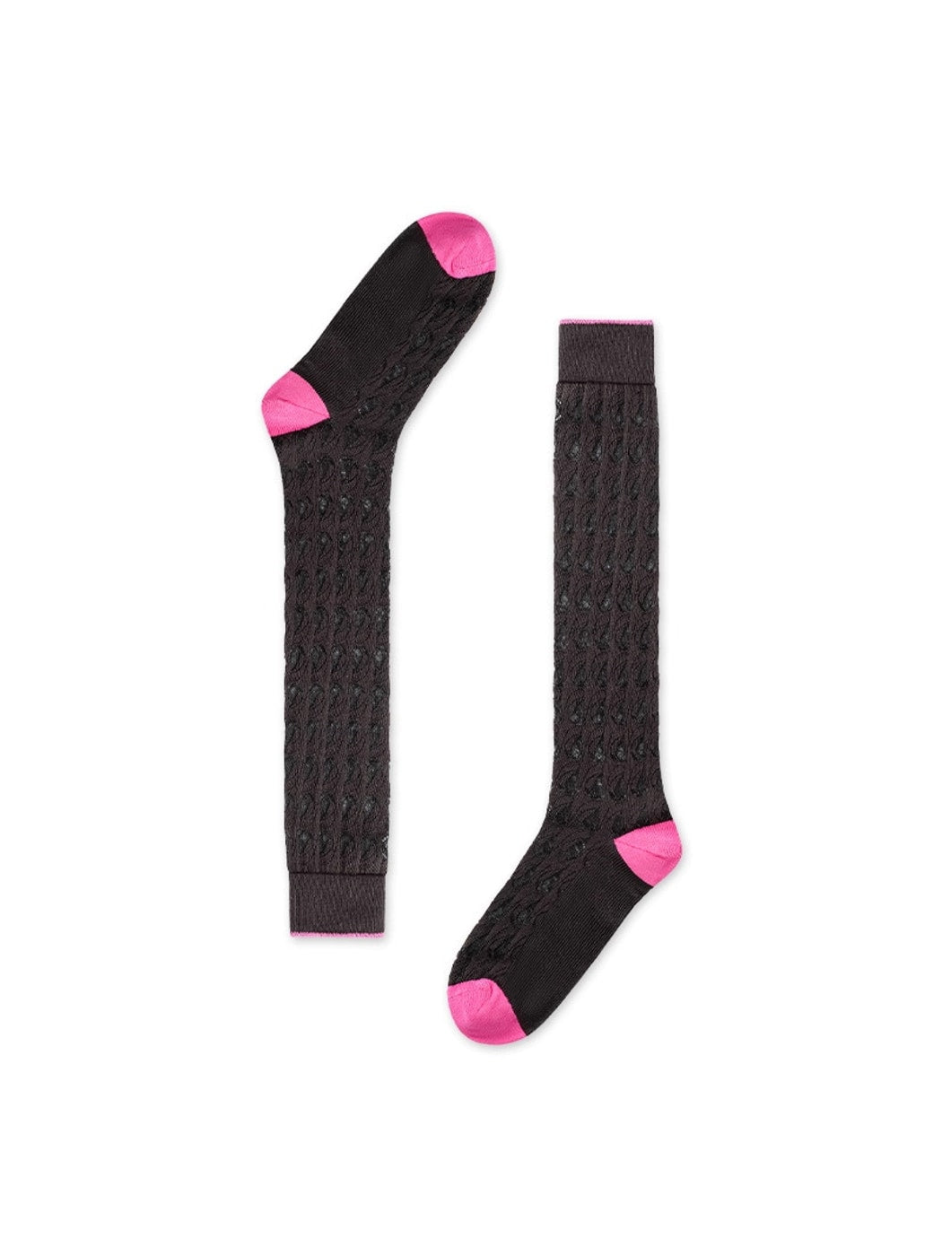 Rufia - Openwork Colorblock Knee-high Socks