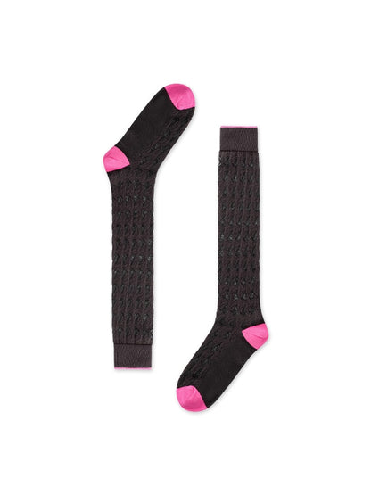Rufia - Openwork Colorblock Knee-high Socks