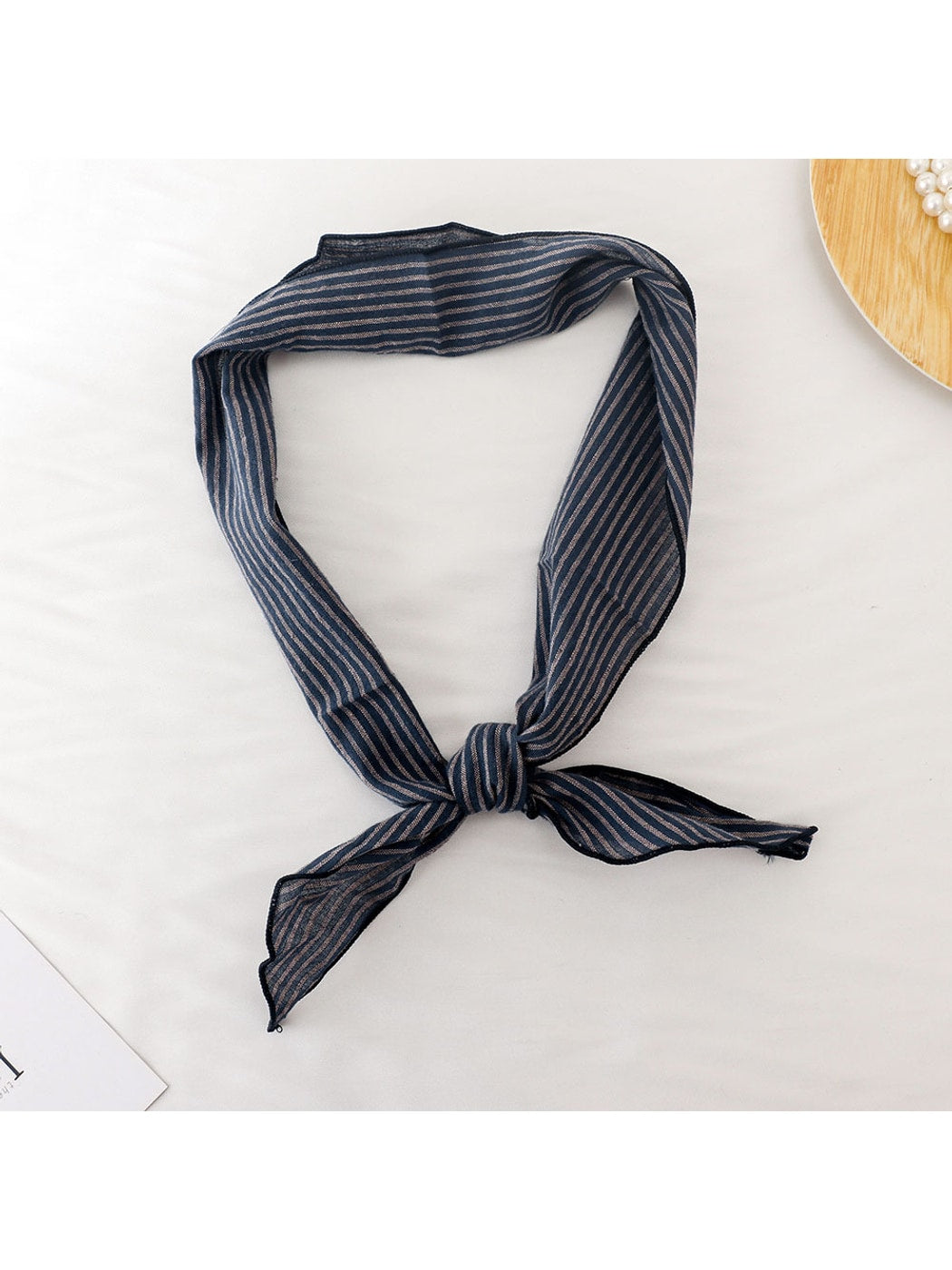 Scarvii - Striped Printed Narrow Neck Scarf
