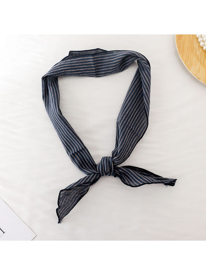 Scarvii - Striped Printed Narrow Neck Scarf