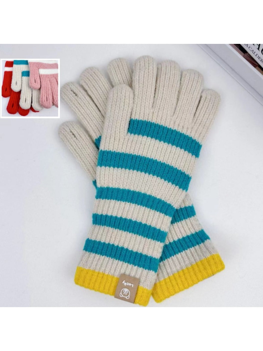 Gloving – Striped Long Knit Gloves