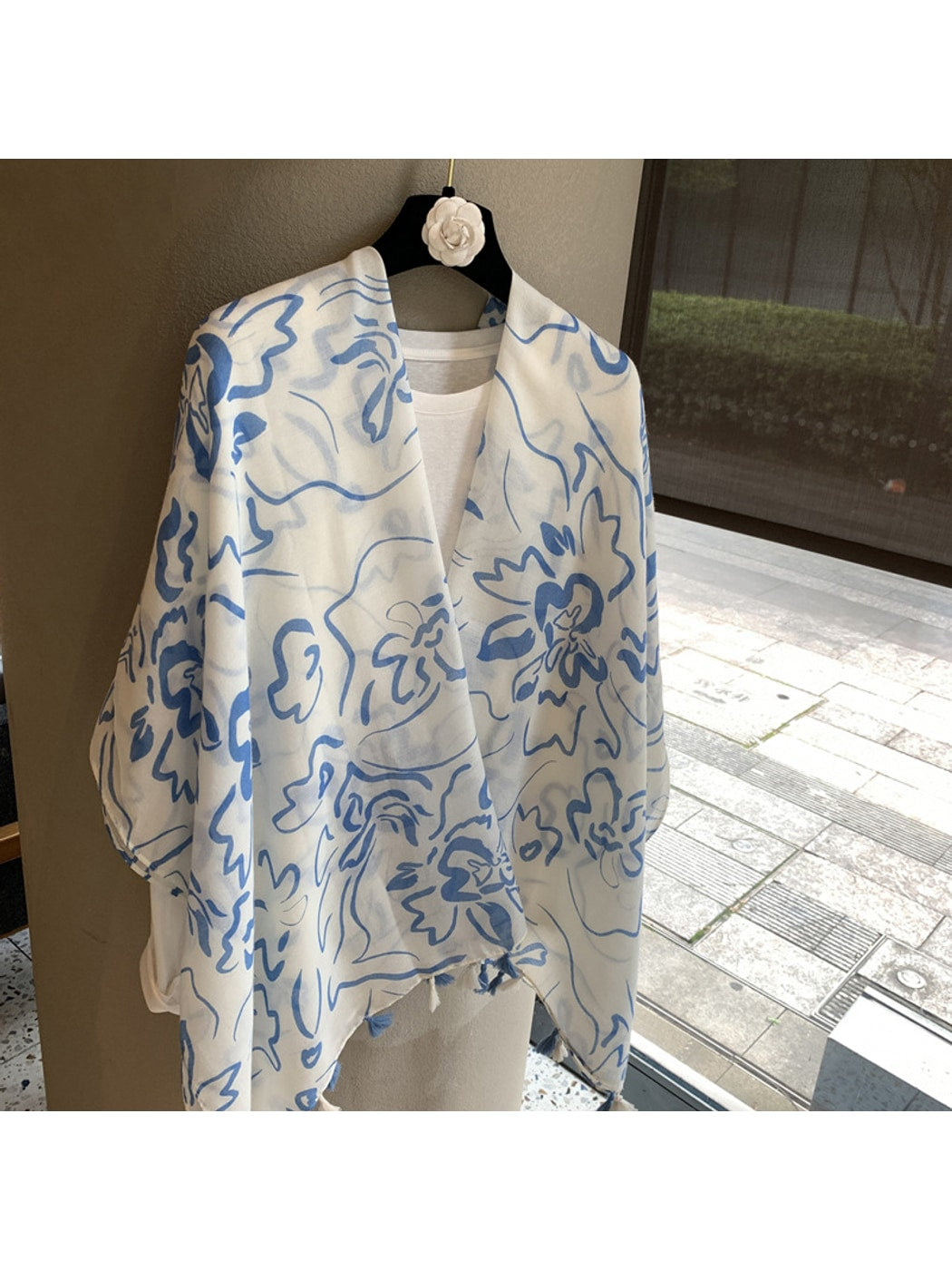 Scarvii - Abstract Floral Tassel Shawl Scarf