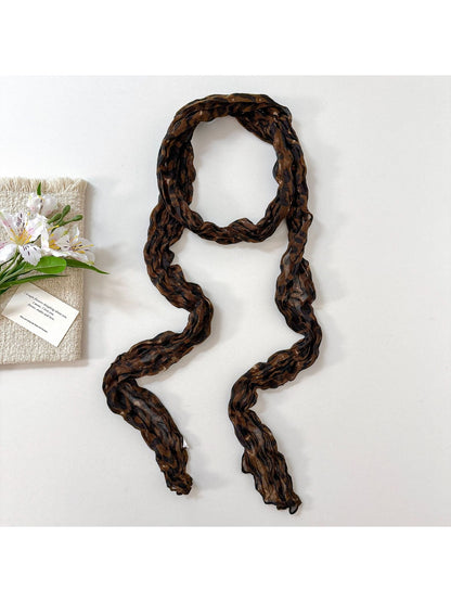 Scarvii - Crinkled Leopard Pattern Fashion Long Scarf