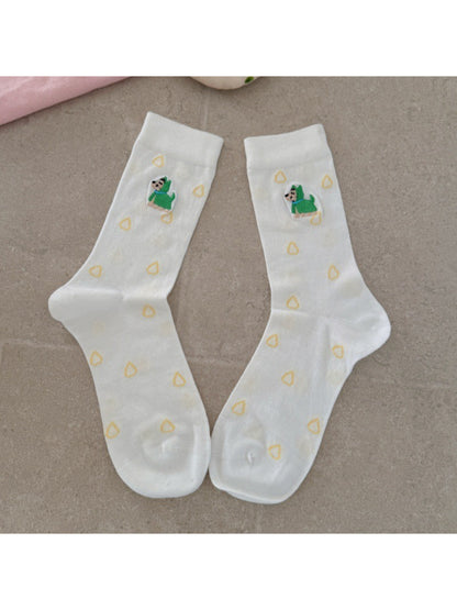 Model wearing Rufia Raindrop Dog Everyday Socks with casual shoes