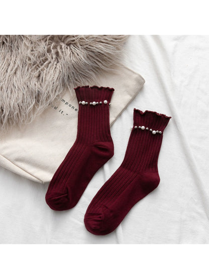 Rufia - Beaded Trim Ribbed Crew Socks product image 8