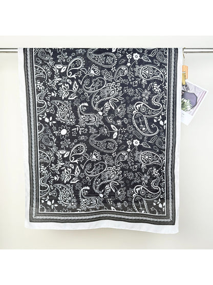 Close-up of Scarvii Western Paisley Wrap Scarf fabric texture and detailed paisley design