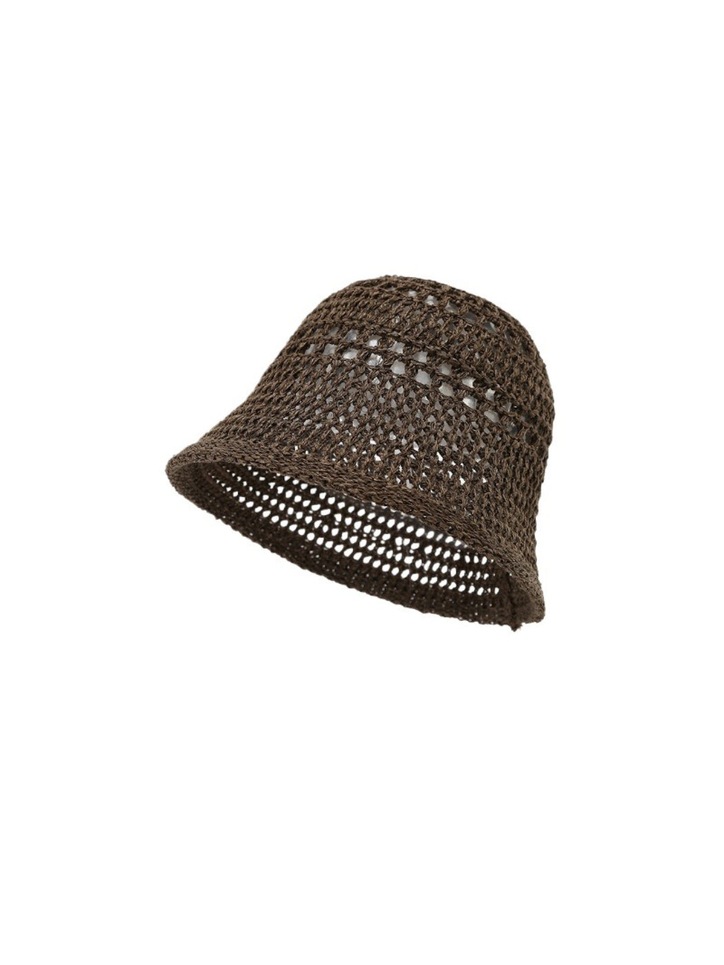 Haila open mesh knit bucket hat in beige with visible knit mesh design