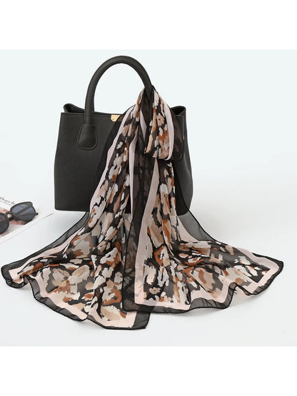 Scarvii - Women’s Abstract Botanical Chiffon Scarf