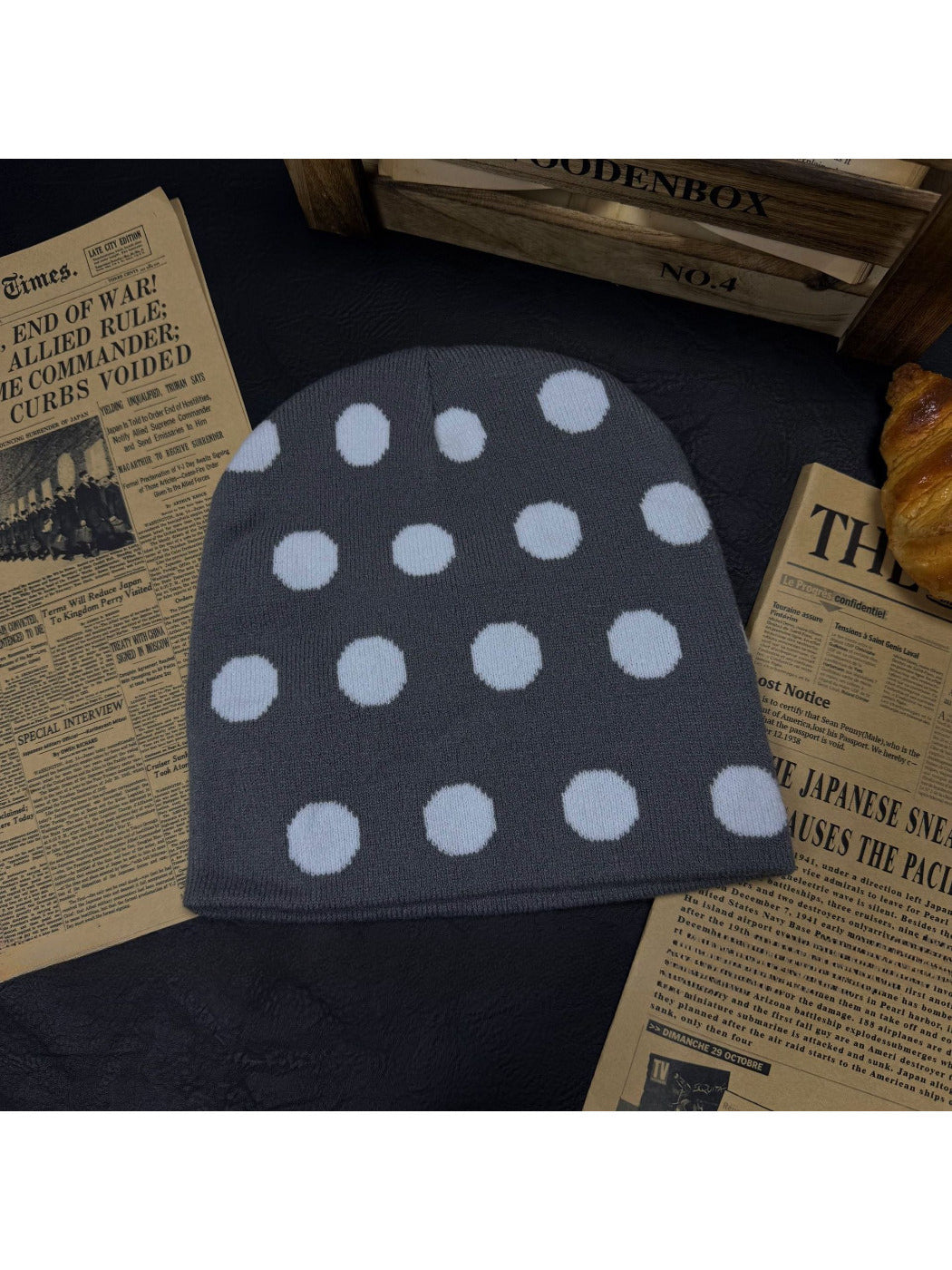 Haila - Polka Dot Knit Slouchy Beanie