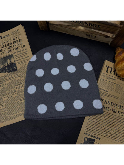 Haila - Polka Dot Knit Slouchy Beanie