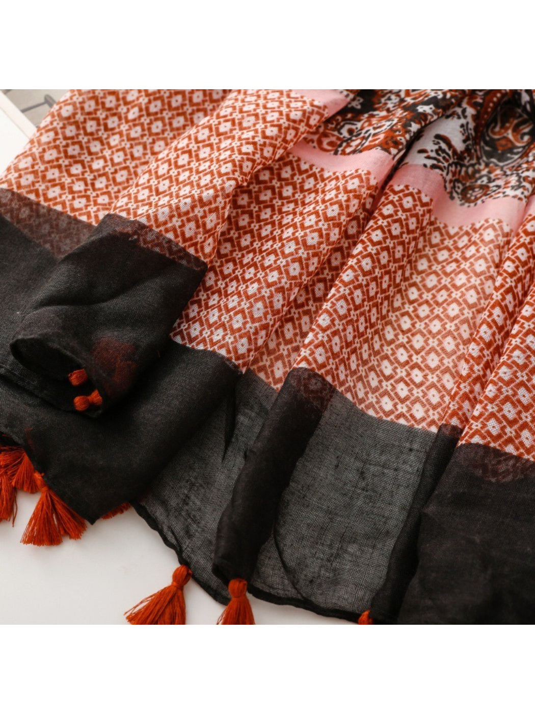 Scarvii - Contrast Panel Tassel Scarf