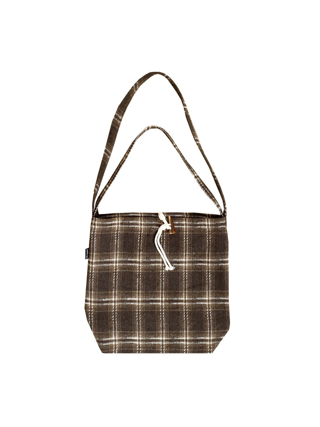 Cosbai – Vintage Plaid Tote with Knotted Detail