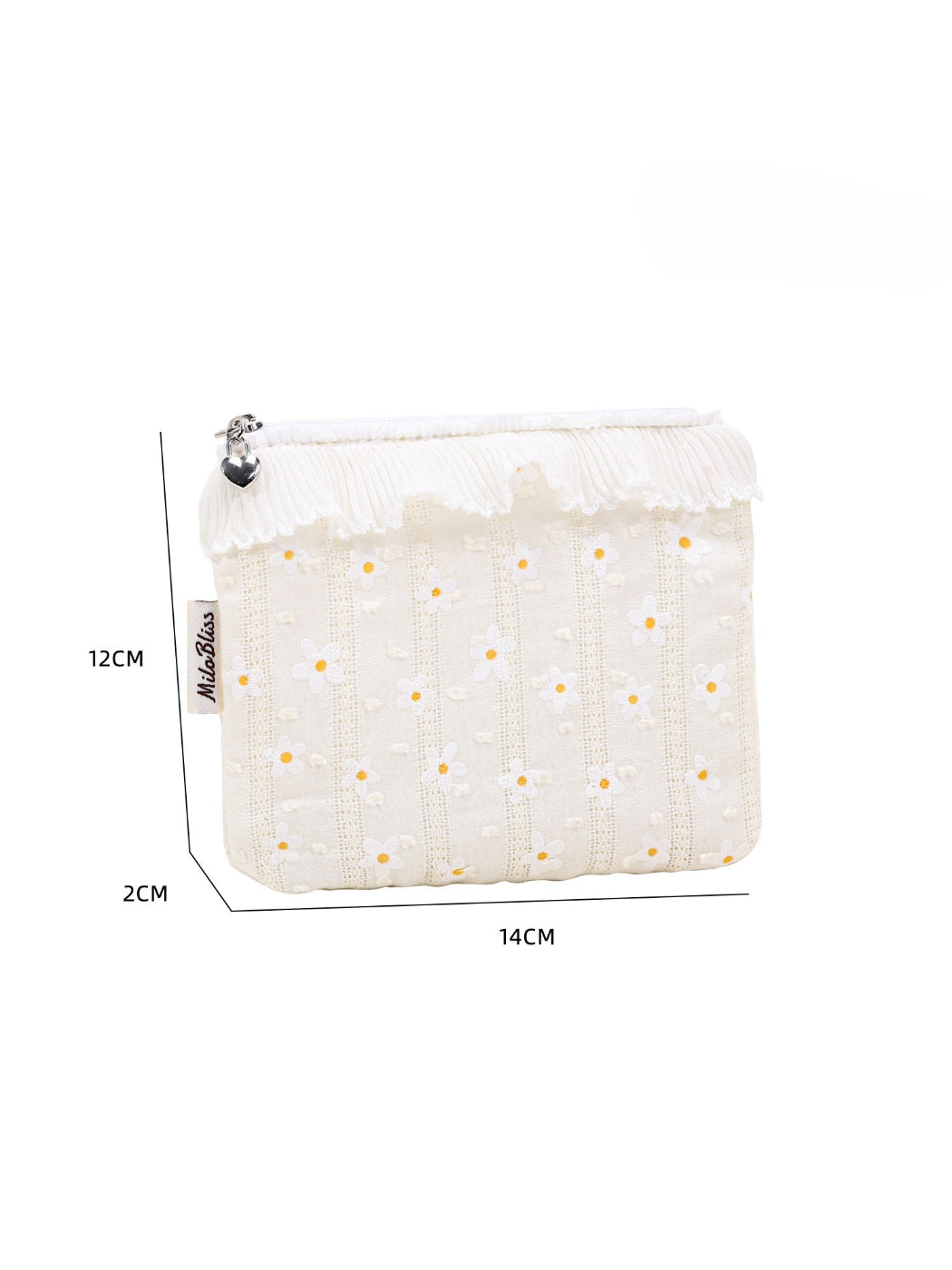 Close-up of Cosbai quilted floral cosmetic pouch showing detailed stitching and floral design