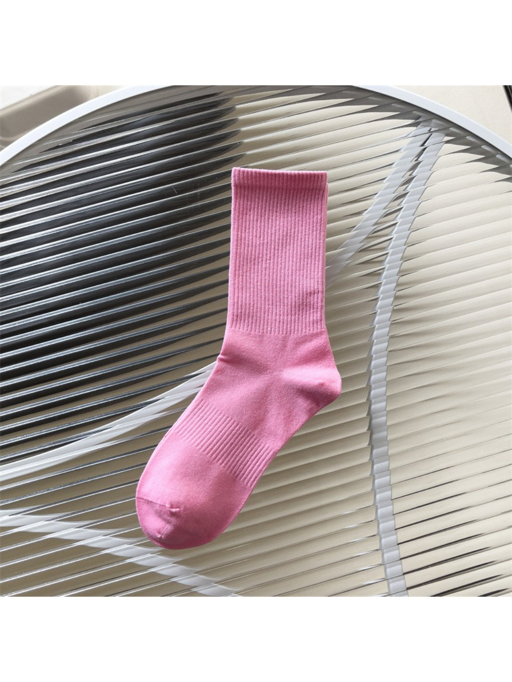 Rufia - Solid Ribbed Knit Crew Socks
