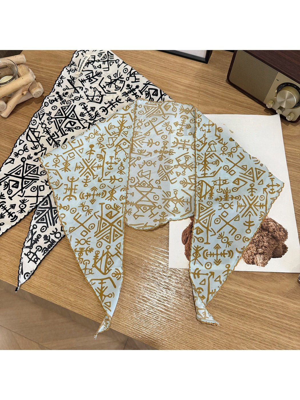 Scarvii - Abstract Symbol Print Triangle Bandana