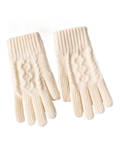 Gloving - Cable-Knit Ribbed Full Finger Gloves