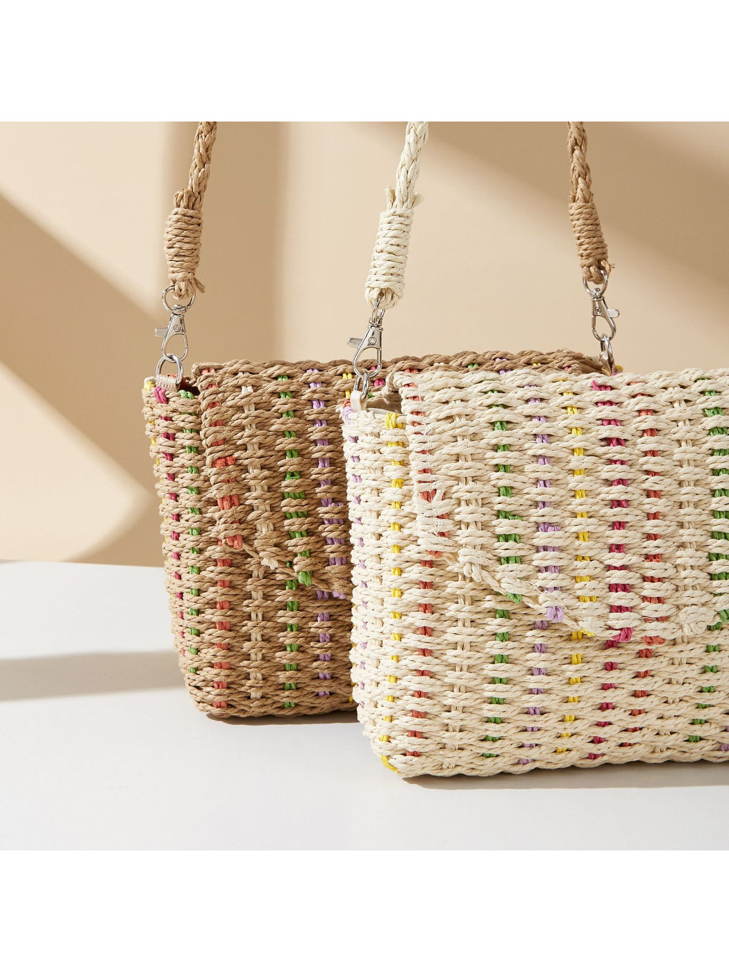 Cosbai - Color Thread Summer Straw Bag - image 4
