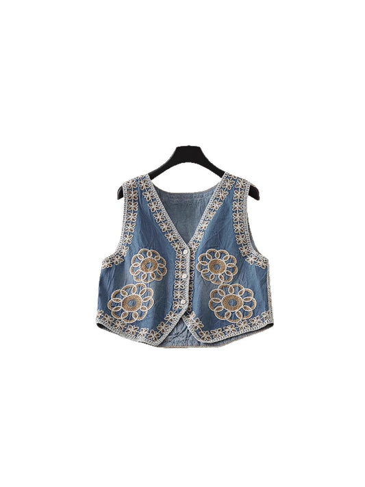 Crosa - Mixed Patterns Embroidered Vest
