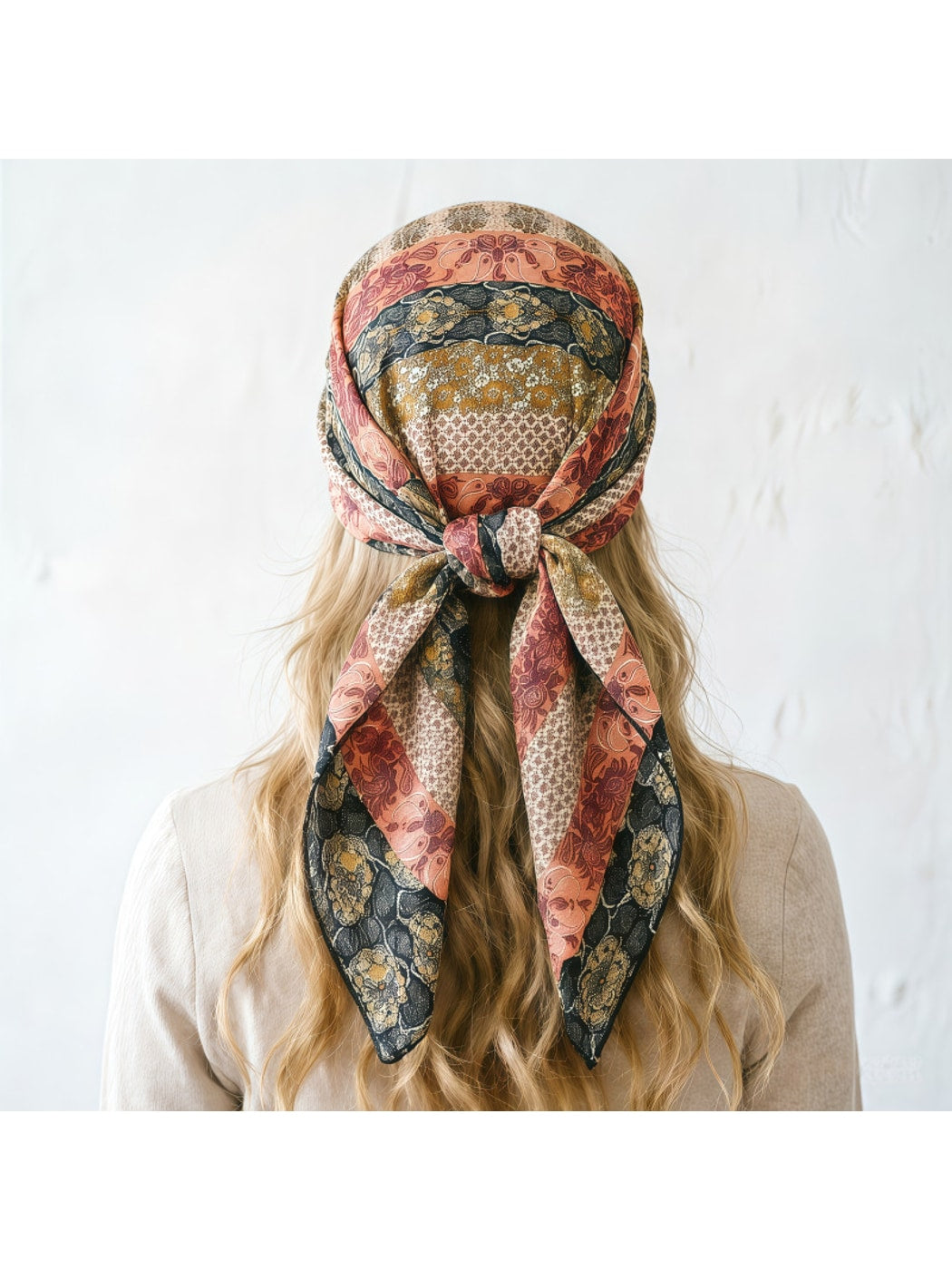 Scarvii - Decorative Floral Print Square Scarf