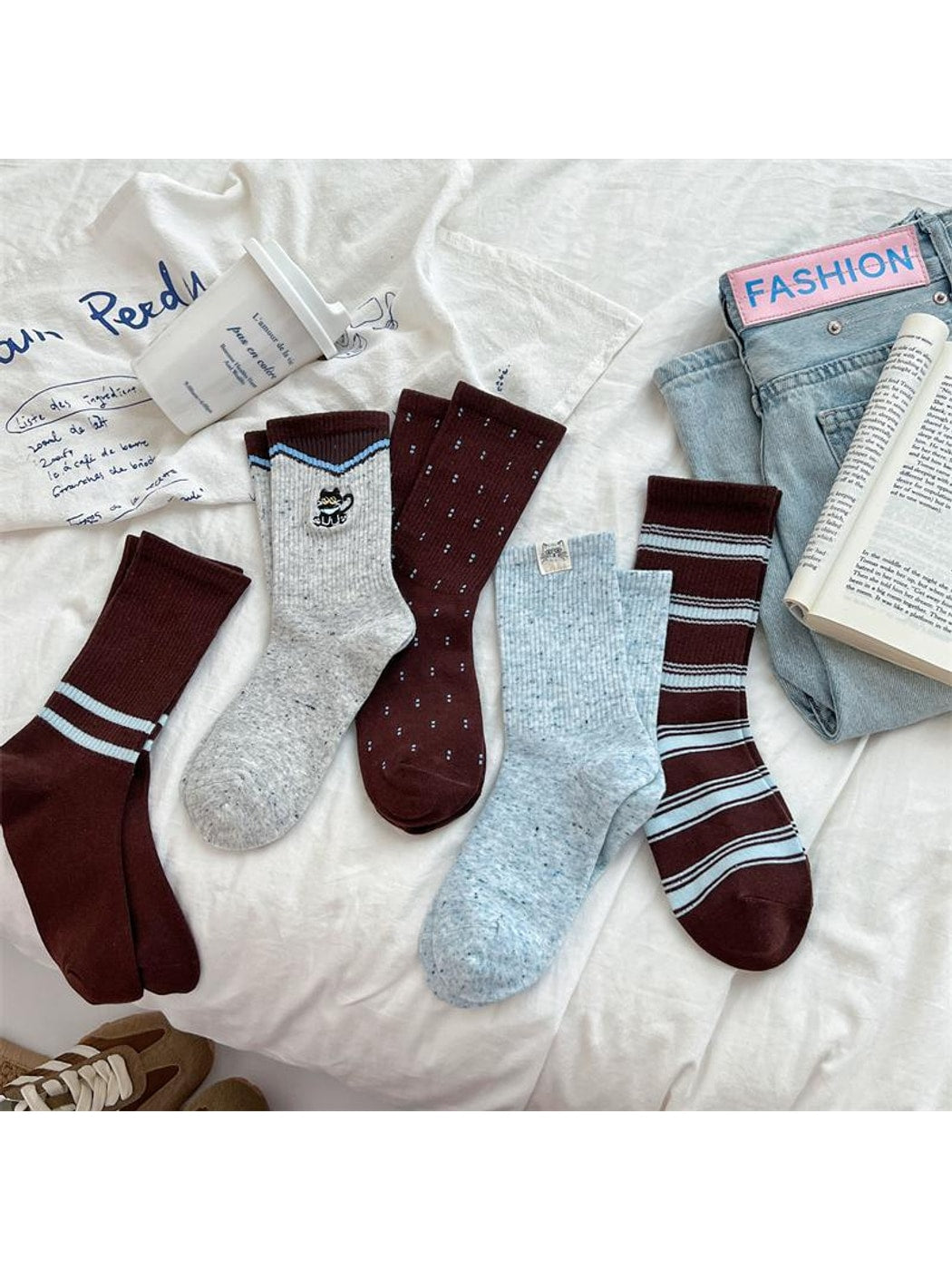 Rufia - Retro Muted Ribbed Crew Socks