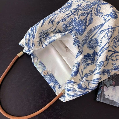 Blue Garden Soft Hobo Bag detail view