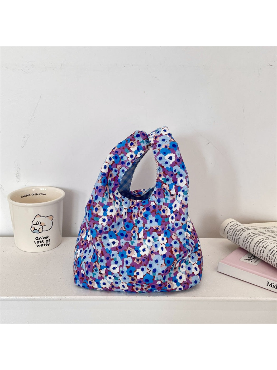 Cosbai - Floral Print Soft Mini Tote Bag