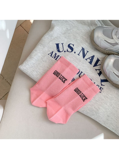 Rufia - PASSION Letter Knit Crew Socks