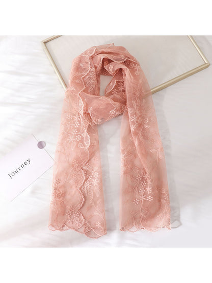 Scarvii - Floral Embroidered Decorative Long Scarf