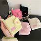 Cosbai - Solid Color Fold Over Plush Coin Purse