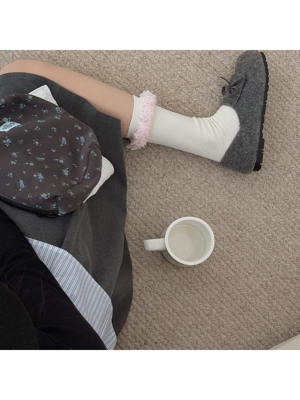 Rufia - Cute Plush Lace Trim Mid-Calf Socks