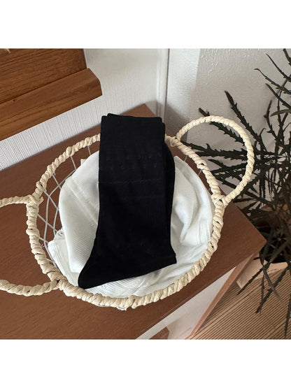 Rufia - Floral and Stripes Embossing Crew Socks