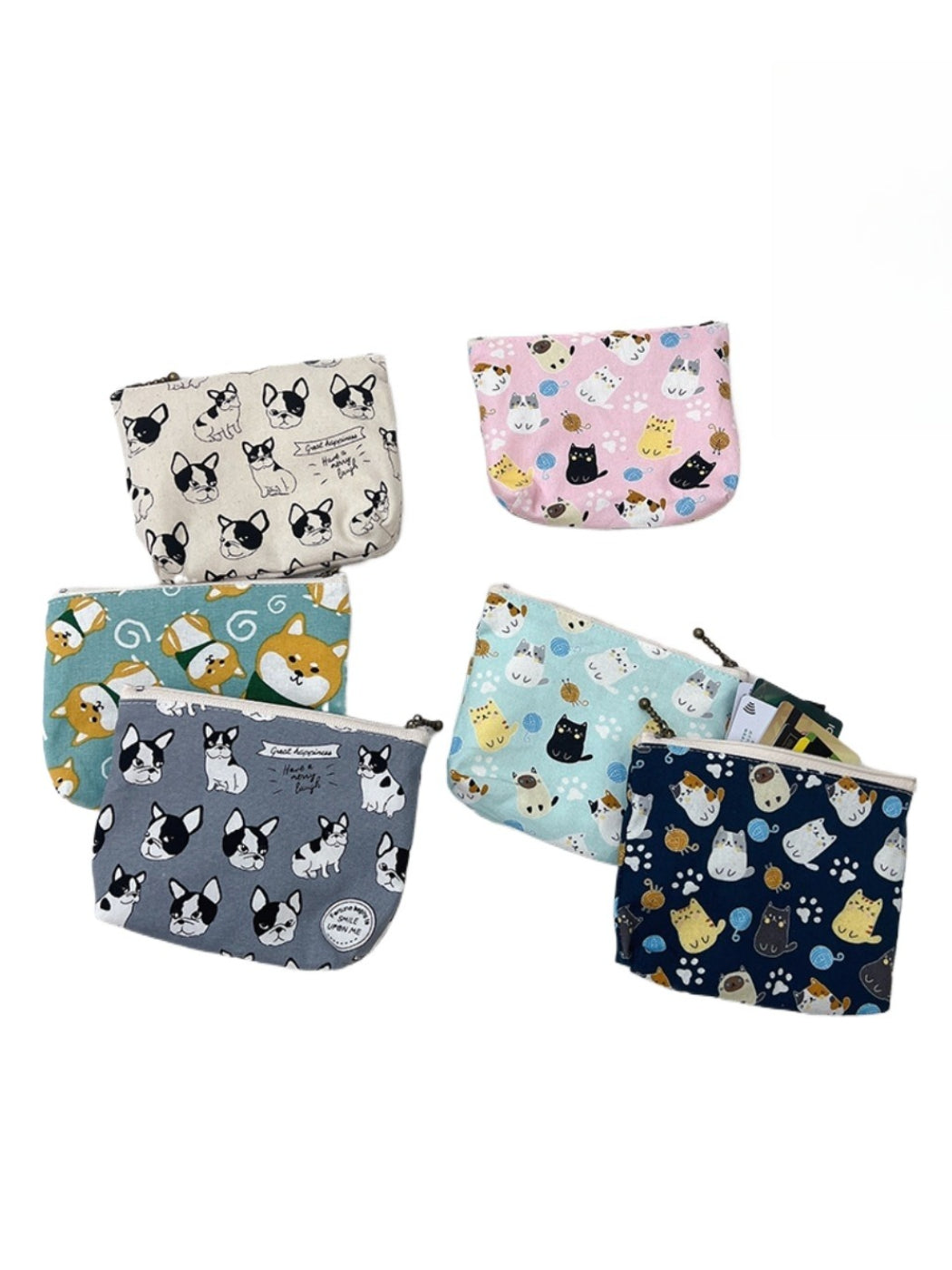 Cosbai cute cartoon coin purse with a smiling animal face design