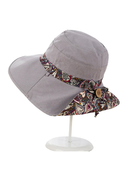 Close-up of the paisley patterned ribbon on the Haila sun hat