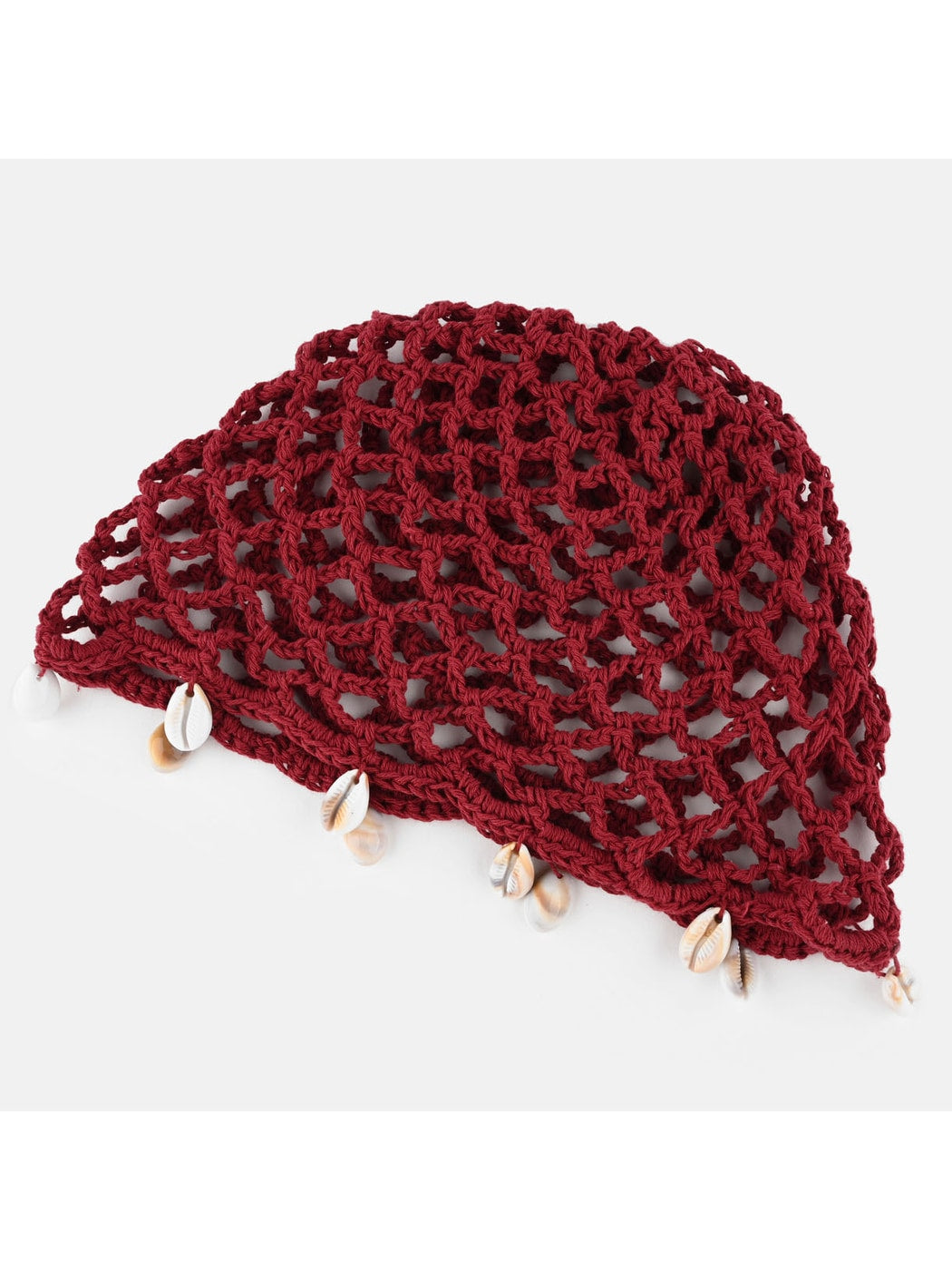 Haila - Openwork Solid Color Round Crown Knit Hat