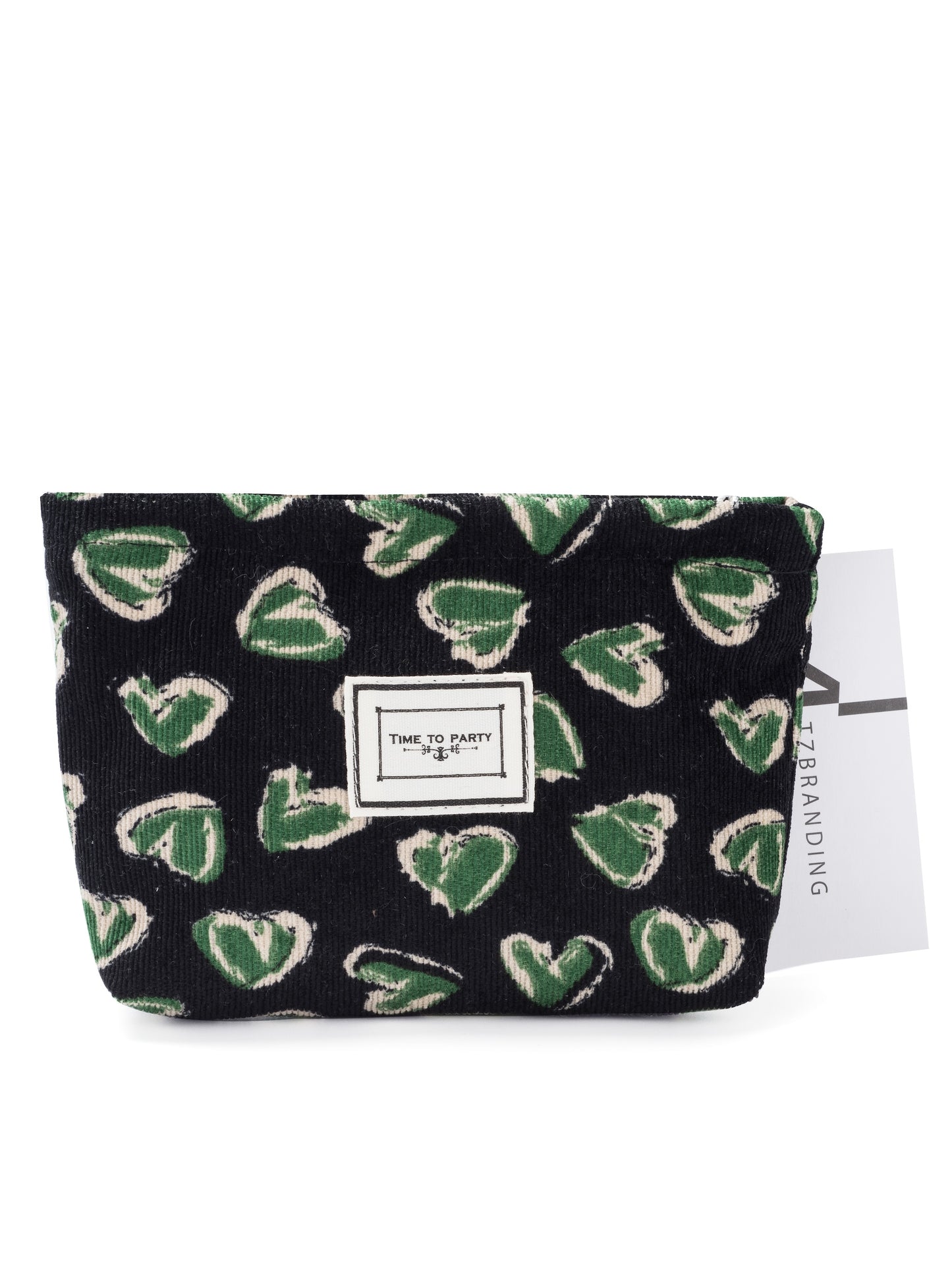 Cosbai - Corduroy Travel Cosmetic Pouch with Floral Patterns