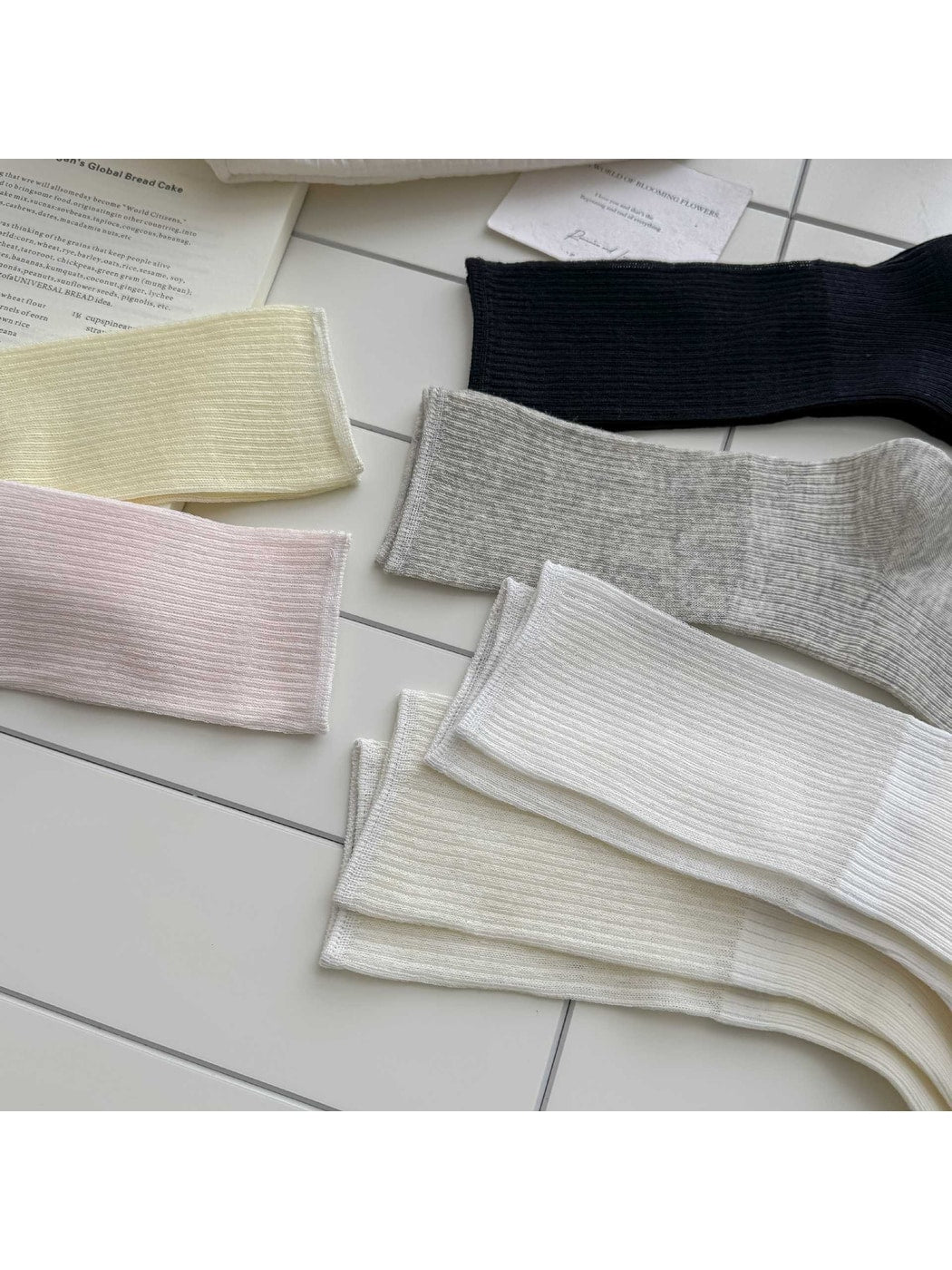 Rufia - Solid Color Crew Socks for Women