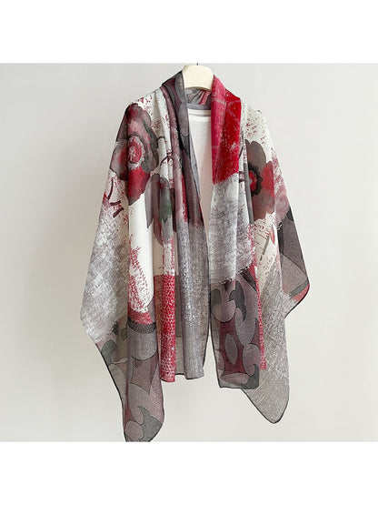 Scarvii - Painterly Botanical Printed Summer Wrap Scarf