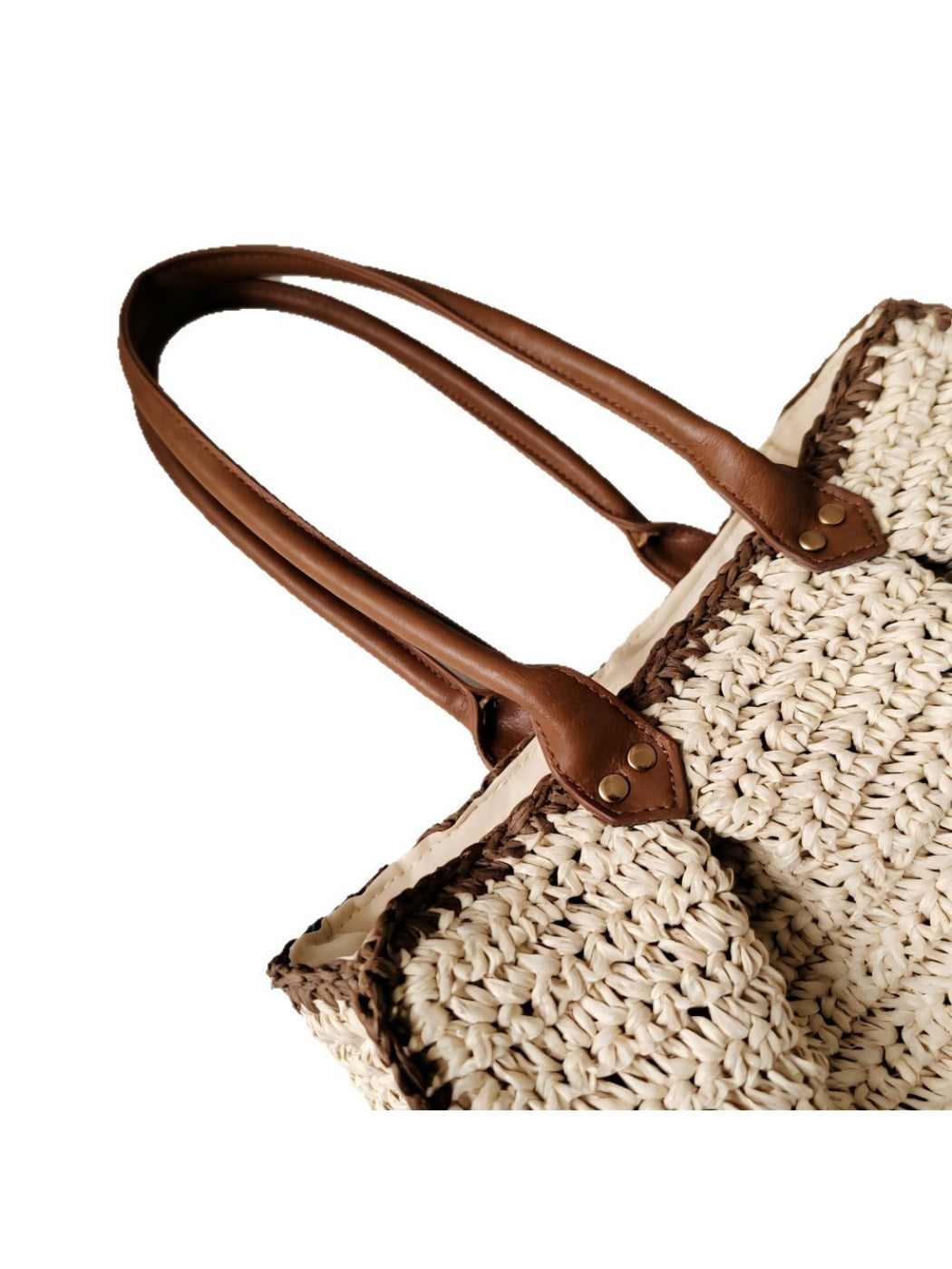 Cosbai - Contrast Trim Woven Tote Bag - image 4