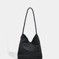 Cosbai - Black Single-shoulder Denim Bag with Sequin Decorations