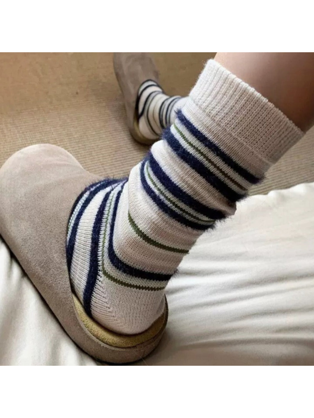 Rufia - Cozy Fuzzy Stripe Mid Calf Socks