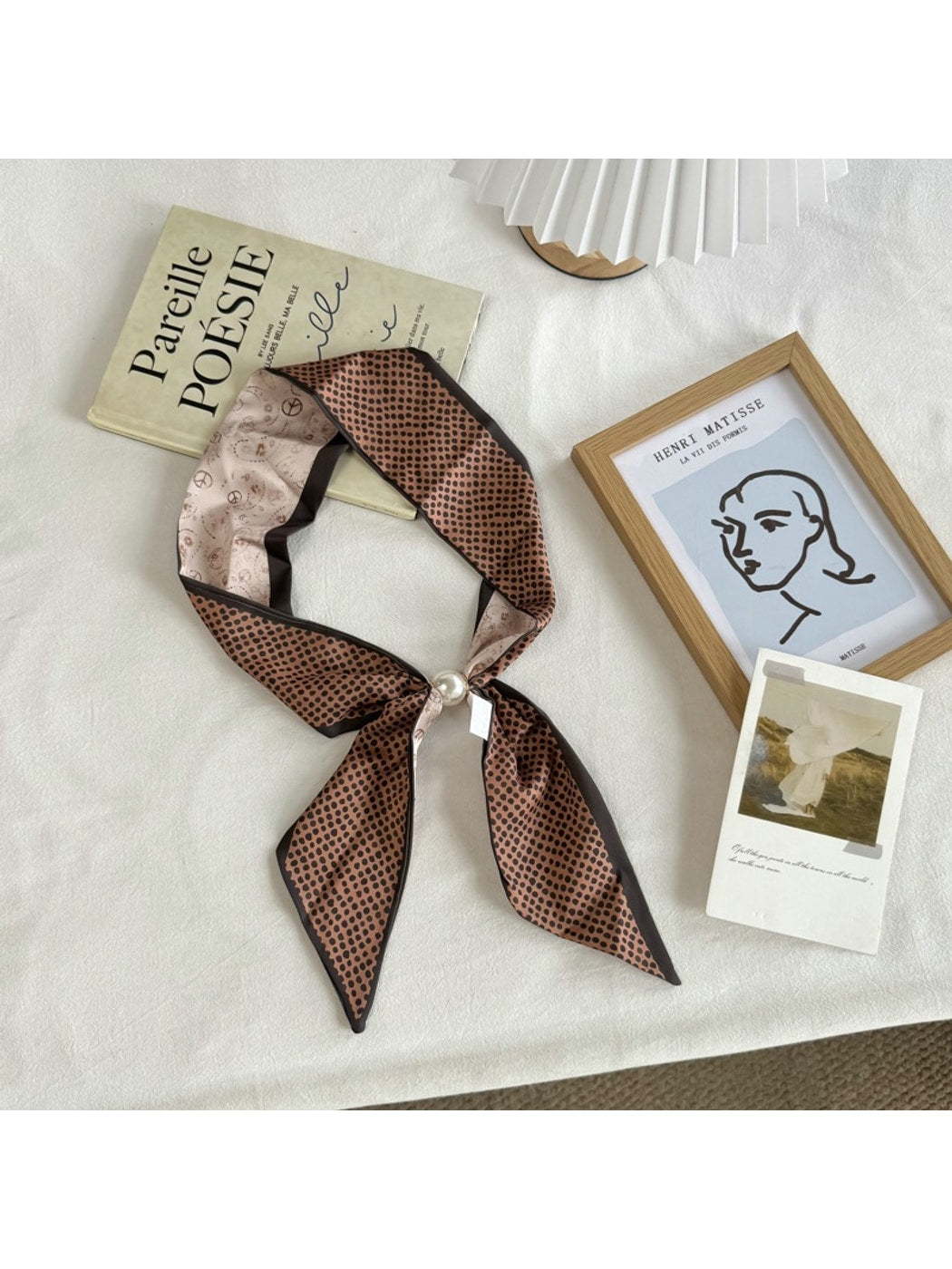 Scarvii - Chic Contrast Trim Narrow Scarf