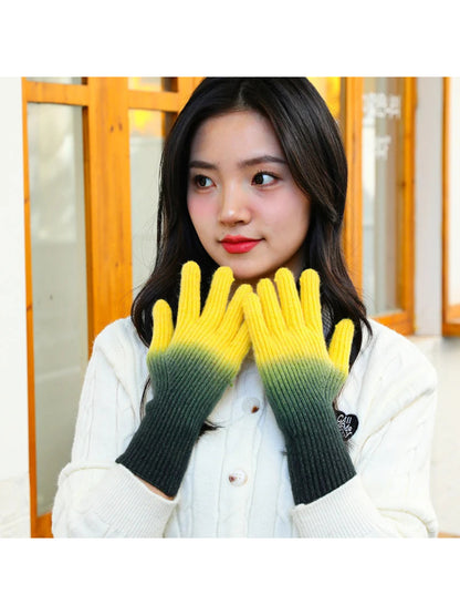 Gloving - Gradient Ribbed Knit Gloves